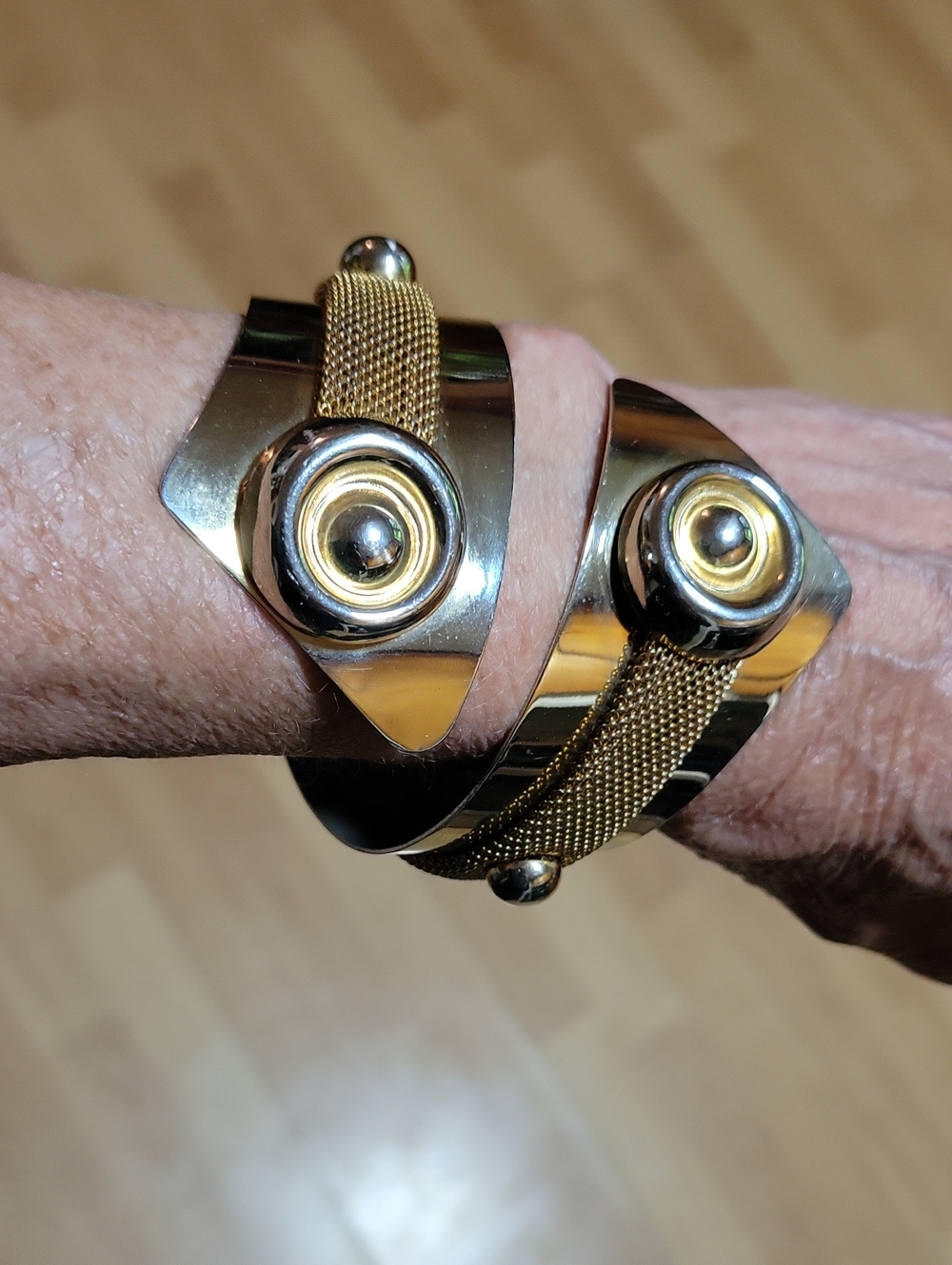 Vintage Gold Tone By Pass Chunky  Cuff Bracelet